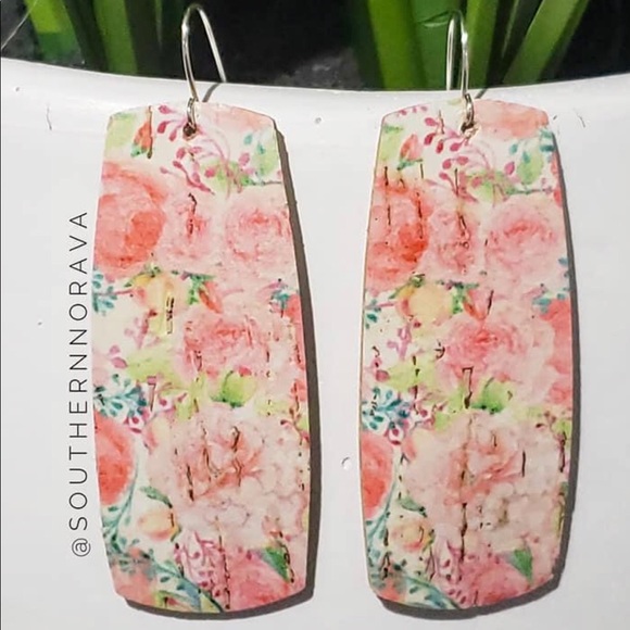 Southern NorAva Jewelry - Handcrafted Leather Soft Pastel Floral Earrings